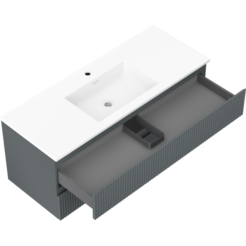 Mexen Rivel dulap de baie 120 cm cu lavoar Otis, 2 sertare, canelat, grafit mat/alb mat - 91A20-12047-2-BFF66-W18M