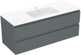 Mexen Rivel dulap de baie 120 cm cu lavoar Otis, 2 sertare, canelat, grafit mat/alb mat - 91A20-12047-2-BFF66-W18M