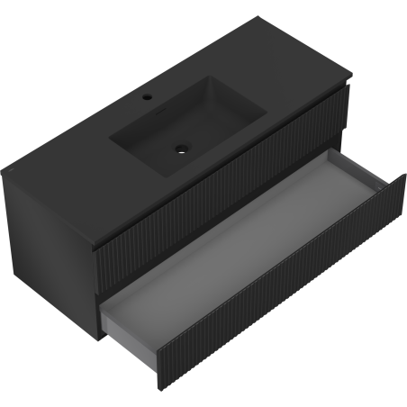 Mexen Rivel dulap baie 120 cm cu lavoar Otis, 2 sertare, riflat, negru mat - 91A20-12047-2-BFF71-W18M71