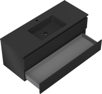 Mexen Rivel dulap baie 120 cm cu lavoar Otis, 2 sertare, riflat, negru mat - 91A20-12047-2-BFF71-W18M71