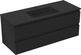 Mexen Rivel dulap de baie 120 cm cu chiuvetă Otis, 2 sertare, crestat, negru mat - 91A20-12047-2-BFF71-W18M71