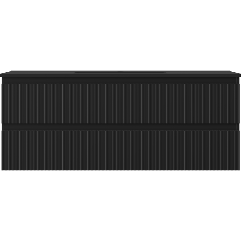 Mexen Rivel dulap baie 120 cm cu chiuvetă Otis, 2 sertare, riflat, negru mat - 91A20-12047-2-BFF71-W18M71