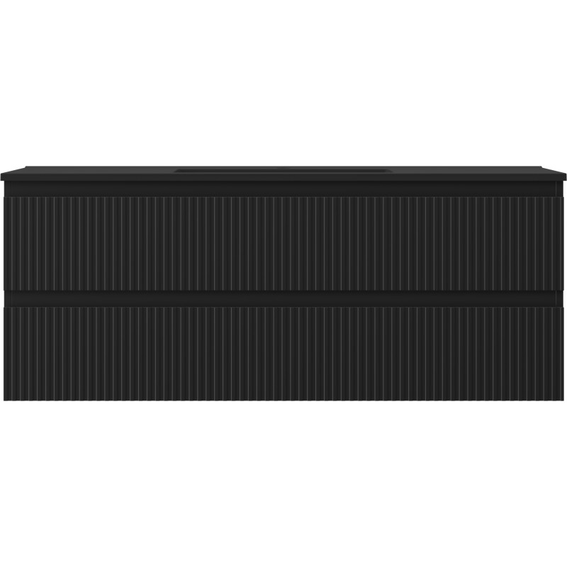 Mexen Rivel dulap de baie 120 cm cu chiuvetă Otis, 2 sertare, crestat, negru mat - 91A20-12047-2-BFF71-W18M71