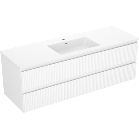 Dulap de baie Mexen Rivel 140 cm cu lavoar Otis, 2 sertare, cu caneluri, alb mat - 91A20-14047-2-BFF01-W18M01