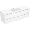 Mexen Rivel fürdőszobaszekrény 140 cm mosdóval Otis, 2 fiókos, bordázott, fehér matt - 91A20-14047-2-BFF01-W18M01