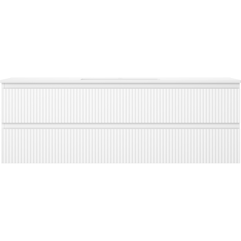 Mexen Rivel fürdőszobaszekrény 140 cm mosdóval Otis, 2 fiókos, bordázott, fehér matt - 91A20-14047-2-BFF01-W18M01