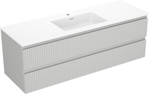 Mexen Rivel dulap baie 140 cm cu chiuvetă Otis, 2 sertare, caneluri, gri mat/alb mat - 91A20-14047-2-BFF62-W18M0