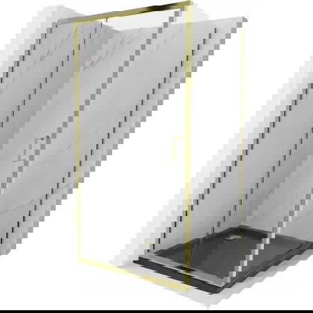 Mexen Apia cabină de duș glisantă 90 x 90 cm, transparentă, aurie + tăvălig Flat, negru - 840-090-090-50-00-4070G