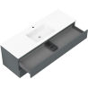 Mexen Rivel 140 cm-es fürdőszobaszekrény mosdóval Otis, 2 fiók, bordázott, grafit matt/fehér matt -