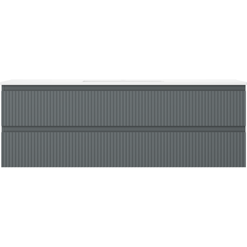 Mexen Rivel 140 cm-es fürdőszobaszekrény mosdóval Otis, 2 fiók, bordázott, grafit matt/fehér matt -
