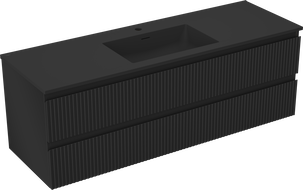 Mexen Rivel dulap baie 140 cm cu chiuveta Otis, 2 sertare, canelat, negru mat - 91A20-14047-2-BFF71-W18M71