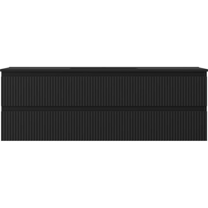 Mexen Rivel dulap baie 140 cm cu chiuveta Otis, 2 sertare, canelat, negru mat - 91A20-14047-2-BFF71-W18M71