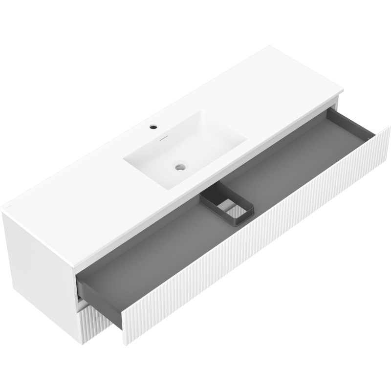 Mexen Rivel dulap baie 160 cm cu lavoar Otis, 2 sertare, cu striații, alb mat - 91A20-16047-2-BFF01-W18M01