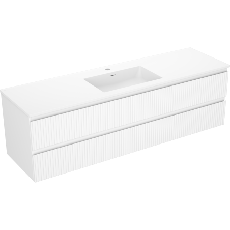 Mexen Rivel dulap baie 160 cm cu lavoar Otis, 2 sertare, cu striații, alb mat - 91A20-16047-2-BFF01-W18M01