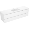 Dulap baie Mexen Rivel 160 cm cu chiuvetă Otis, 2 sertare, canelată, alb mat - 91A20-16047-2-BFF01-W18M01