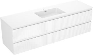 Dulap baie Mexen Rivel 160 cm cu chiuvetă Otis, 2 sertare, canelată, alb mat - 91A20-16047-2-BFF01-W18M01