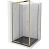 Mexen Apia cabină de duș glisantă 100 x 100 cm, transparentă, aurie + cadă Flat, neagră - 840-100-100-50-00-4070G