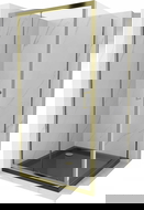 Mexen Apia cabină de duș culisantă 100 x 100 cm, transparentă, auriu + cadă de duș Flat, negru - 840-100-100-50-00-4070G