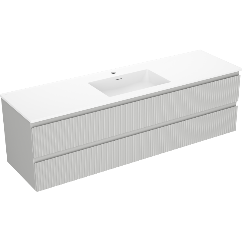 Mexen Rivel dulap de baie 160 cm cu lavoar Otis, 2 sertare, cu caneluri, gri mat/alb mat - 91A20-16047-2-BFF62-W18M0