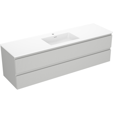 Mexen Rivel dulap de baie 160 cm cu lavoar Otis, 2 sertare, cu caneluri, gri mat/alb mat - 91A20-16047-2-BFF62-W18M0