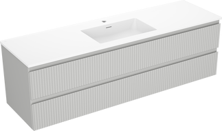 Mexen Rivel dulap de baie 160 cm cu lavoar Otis, 2 sertare, cu caneluri, gri mat/alb mat - 91A20-16047-2-BFF62-W18M0