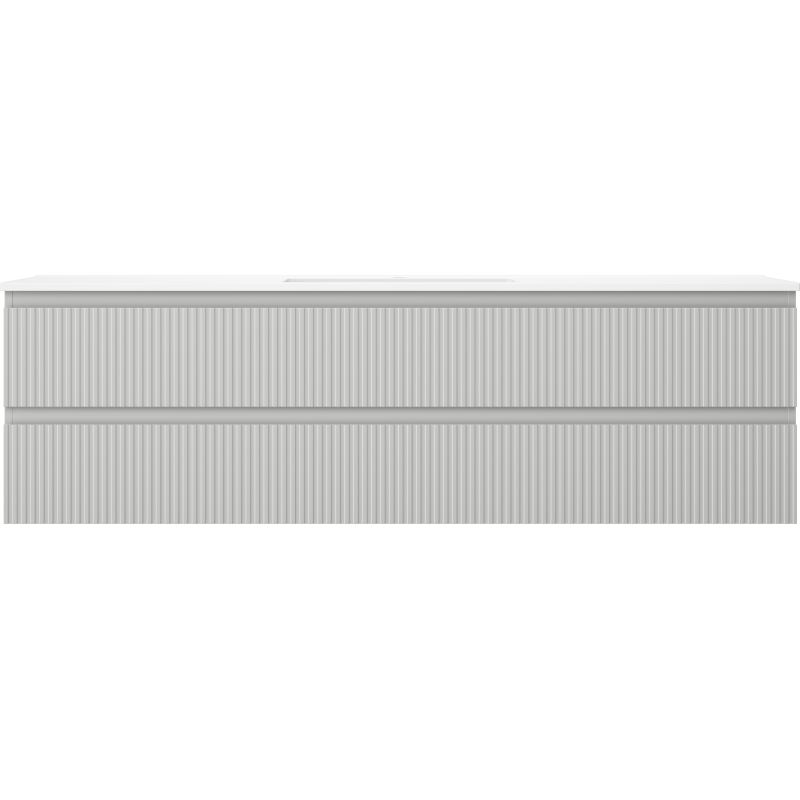 Mexen Rivel 160 cm-es fürdőszobai szekrény mosdóval, Otis, 2 fiók, bordázott, szürke matt/fehér matt -