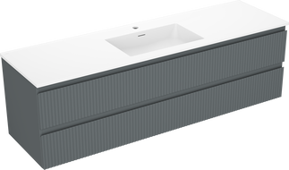 Mexen Rivel dulap de baie 160 cm cu lavoar Otis, 2 sertare, canelată, grafit mat/alb mat - 91A20-16047-2-BFF66-W18M