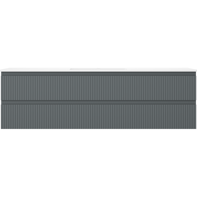 Mexen Rivel fürdőszobai szekrény 160 cm mosdóval Otis, 2 fiók, bordázott, grafit matt/fehér matt -