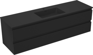 Mexen Rivel dulap baie 160 cm cu lavoar Otis, 2 sertare, canelat, negru mat - 91A20-16047-2-BFF71-W18M71