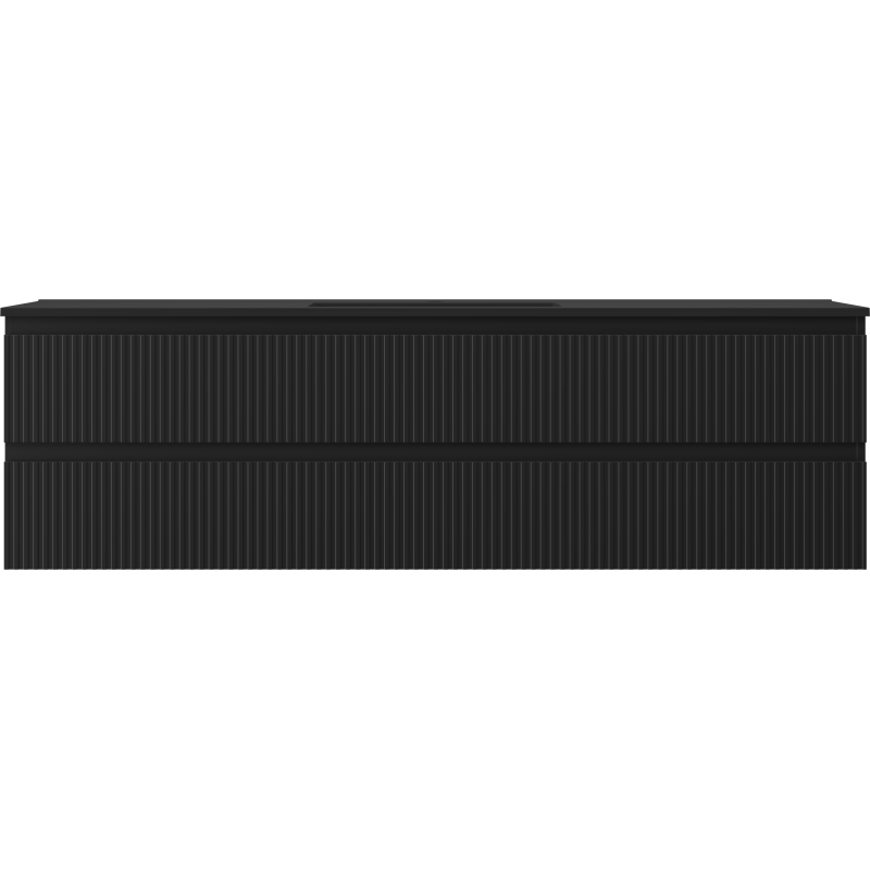 Mexen Rivel dulap de baie 160 cm cu lavoar Otis, 2 sertare, canelat, negru mat - 91A20-16047-2-BFF71-W18M71