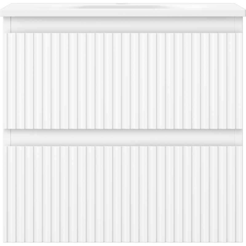 Mexen Rivel dulap de baie 50 cm cu lavoar Vela, 2 sertare, cu caneluri, alb mat - 91A20-05047-2-BFF01-W23M01