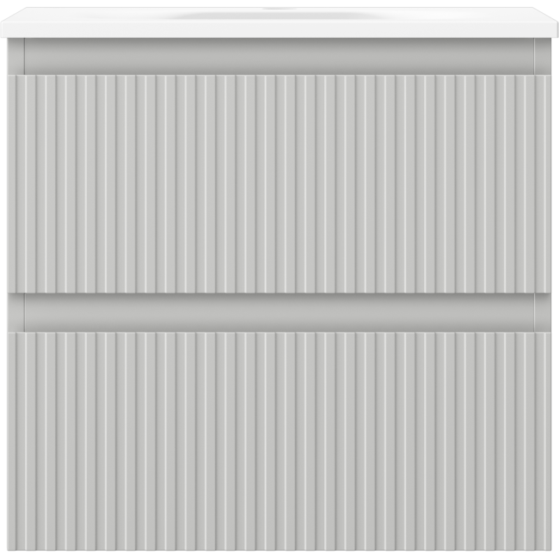 Mexen Rivel 50 cm-es fürdőszobaszekrény Vela mosdóval, 2 fiók, bordázott, szürke matt/fehér matt - 91A20-05047-2-BFF62-W23M01