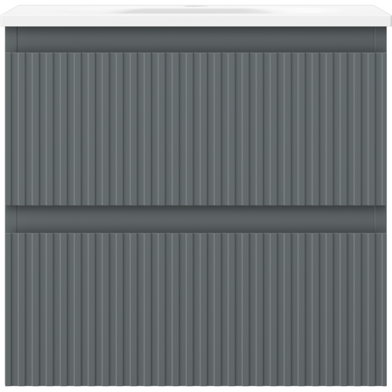 Mexen Rivel dulap baie 50 cm cu chiuvetă Vela, 2 sertare, cu striații, grafit mat/alb mat - 91A20-05047-2-BFF66-W23M01