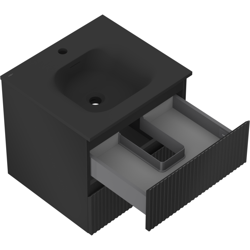 Mexen Rivel dulap baie 50 cm cu lavoar Vela, 2 sertare, texturat, negru mat - 91A20-05047-2-BFF71-W23M71