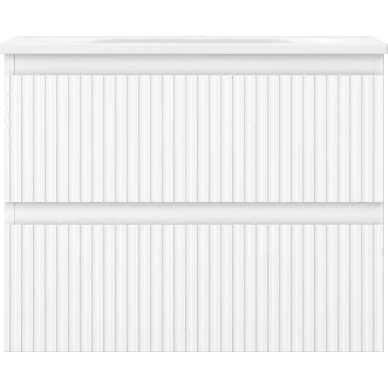 Mexen Rivel 60 cm-es fürdőszobaszekrény Vela mosdóval, 2 fiók, bordázott, matt fehér - 91A20-06047-2-BFF01-W23M01