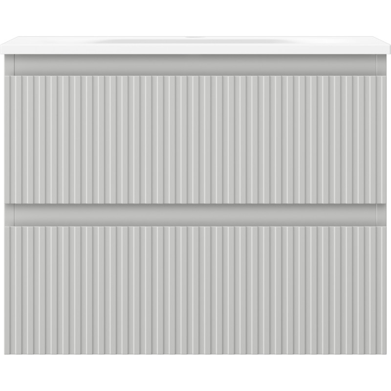 Mexen Rivel dulap de baie 60 cm cu chiuvetă Vela, 2 sertare, canelat, gri mat/alb mat - 91A20-06047-2-BFF62-W23M01