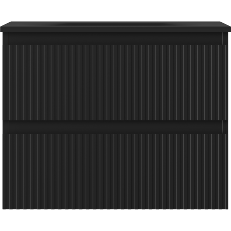 Mexen Rivel dulap baie 60 cm cu lavoar Vela, 2 sertare, riflat, negru mat - 91A20-06047-2-BFF71-W23M71