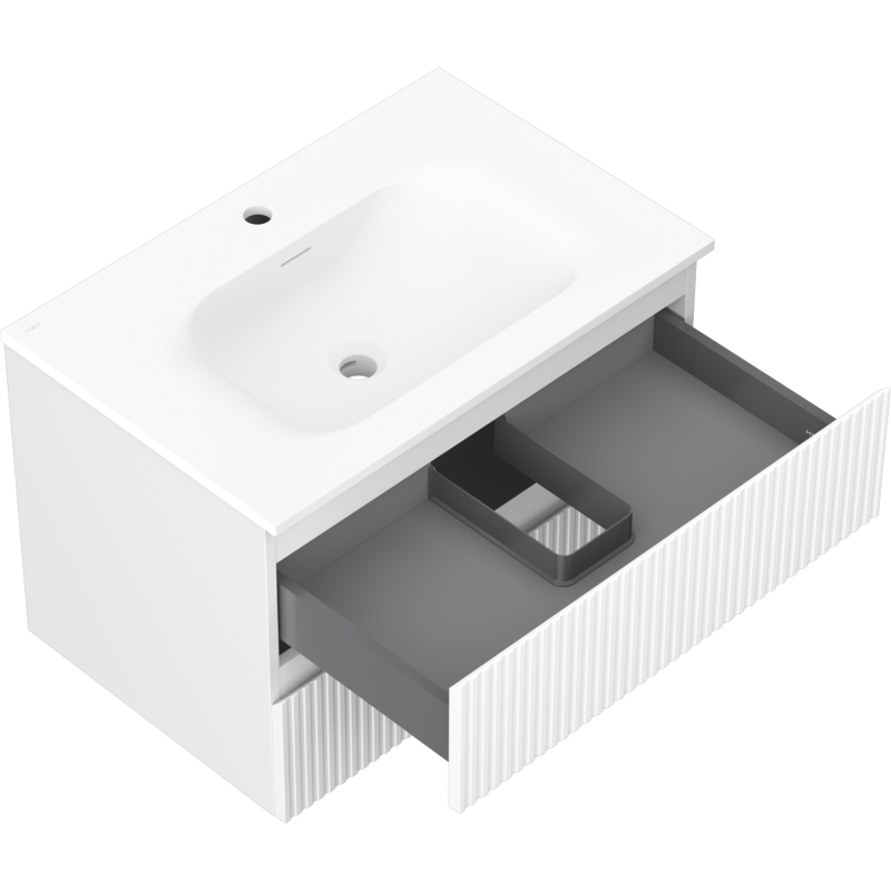 Mexen Rivel dulap de baie de 70 cm cu lavoar Vela, 2 sertare, canelat, alb mat - 91A20-07047-2-BFF01-W23M01