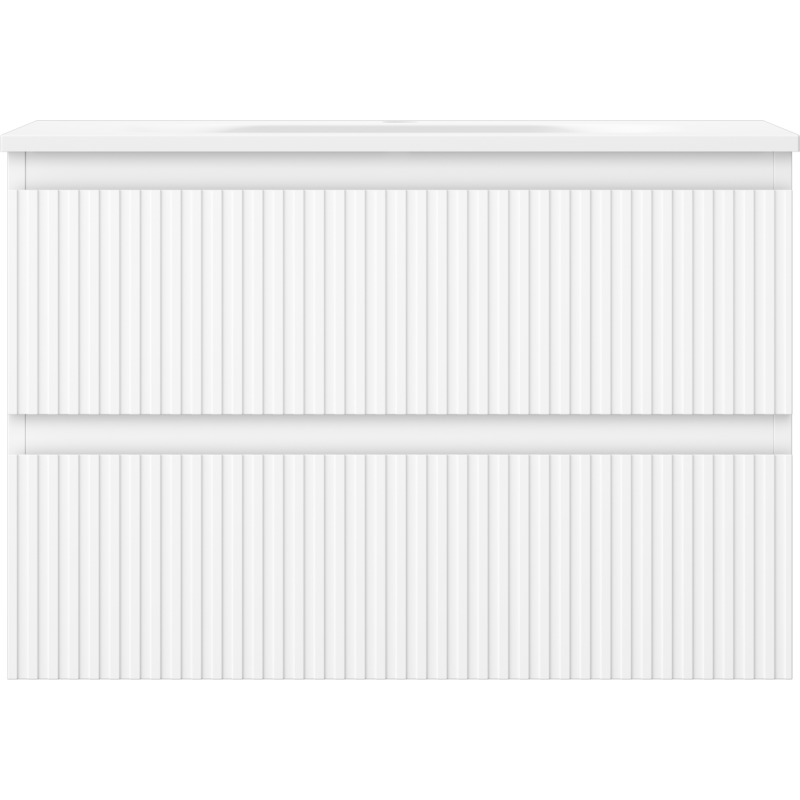 Mexen Rivel 70 cm-es fürdőszobaszekrény Vela mosdóval, 2 fiók, bordázott, matt fehér - 91A20-07047-2-BFF01-W23M01