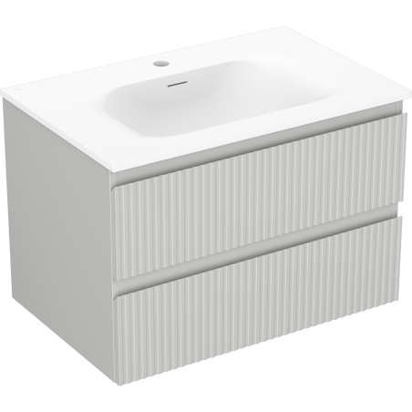 Mexen Rivel dulap baie 70 cm cu lavoar Vela, 2 sertare, canelat, gri mat/alb mat - 91A20-07047-2-BFF62-W23M01