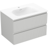 Mexen Rivel 70 cm-es fürdőszobai szekrény Vela mosdóval, 2 fiók, bordázott, szürke matt/fehér matt - 91A20-07047-2-BFF62-W23M01