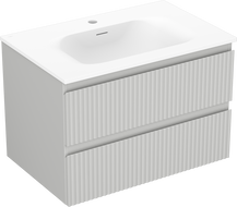 Mexen Rivel 70 cm-es fürdőszobai szekrény Vela mosdóval, 2 fiók, bordázott, szürke matt/fehér matt - 91A20-07047-2-BFF62-W23M01