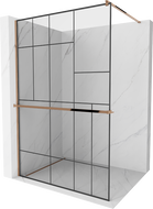 Mexen Kioto+ zuhanyfal polccal Walk-in 130 x 200 cm, fekete mintázat, rózsaarany - 800-130-121-60-78