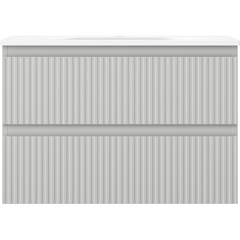 Mexen Rivel dulap baie 70 cm cu lavoar Vela, 2 sertare, canelat, gri mat/alb mat - 91A20-07047-2-BFF62-W23M01