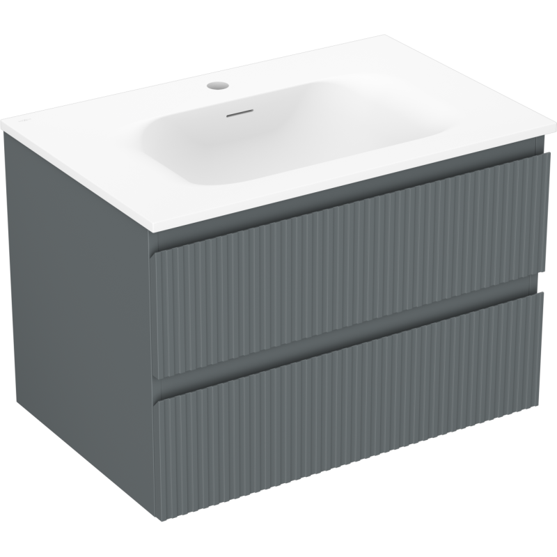 Mexen Rivel dulap de baie 70 cm cu lavoar Vela, 2 sertare, canelat, grafit mat/alb mat - 91A20-07047-2-BFF66-W23M0