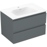 Mexen Rivel dulap de baie 70 cm cu lavoar Vela, 2 sertare, canelat, grafit mat/alb mat - 91A20-07047-2-BFF66-W23M0