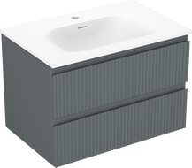 Mexen Rivel 70 cm-es fürdőszobai szekrény mosdóval Vela, 2 fiókos, bordázott, grafit matt/fehér matt -