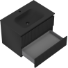 Mexen Rivel dulap baie 70 cm cu lavoar Vela, 2 sertare, canelat, negru mat - 91A20-07047-2-BFF71-W23M71