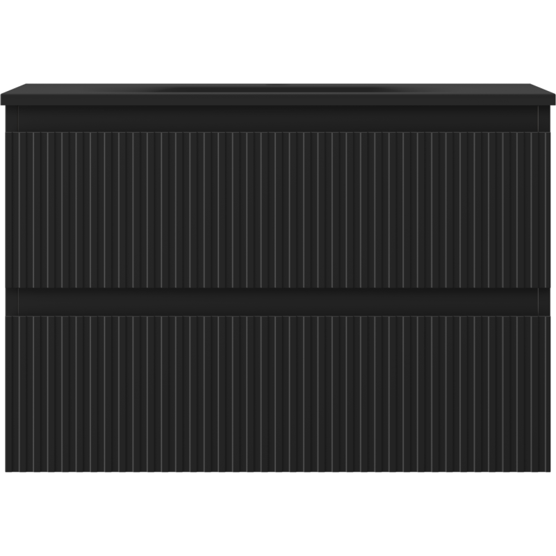 Mexen Rivel dulap baie 70 cm cu lavoar Vela, 2 sertare, riflat, negru mat - 91A20-07047-2-BFF71-W23M71