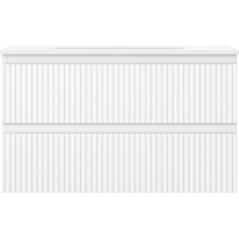 Mexen Rivel dulap baie 80 cm cu lavoar Vela, 2 sertare, canelat, alb mat - 91A20-08047-2-BFF01-W23M01